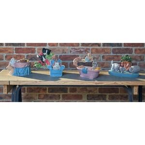 Miniature Cat Figurines Lot (6) – Vintage Resin Cats – Enesco Style Collectibles